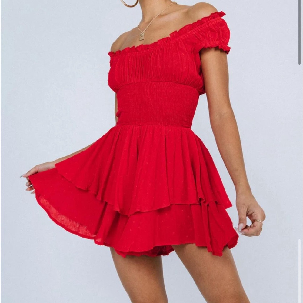 Red stretchy romper